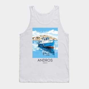 A Pop Art Travel Print of Chora Andros Island - Greece Tank Top